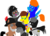 Size: 1440x1050 | Tagged: safe, artist:unikittybot, pony, batman, benny, emmet brickowski, good cop bad cop, lego, mane six opening poses, metalbeard, pointy ponies, ponified, simple background, the lego movie, white background