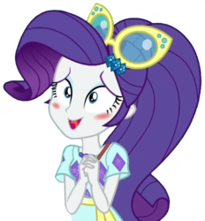 Size: 687x741 | Tagged: safe, edit, edited screencap, editor:lonely fanboy48, screencap, rarity, equestria girls, equestria girls specials, g4, my little pony equestria girls: better together, my little pony equestria girls: spring breakdown, background removed, blushing, clothes, cruise outfit, cute, geode of shielding, hands together, in love, magical geodes, not a vector, simple background, sunglasses, transparent background, vector