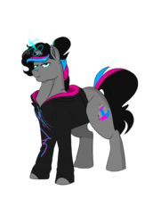 Size: 5424x7472 | Tagged: safe, artist:unikittybot, pony, absurd resolution, broken horn, clothes, hoodie, horn, lego, ponified, simple background, solo, the lego movie, transparent background, wyldstyle