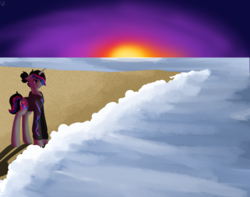 Size: 5700x4500 | Tagged: safe, artist:elliemagic, pony, absurd resolution, beach, lego, ponified, solo, sunset, the lego movie, wyldstyle