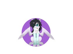 Size: 2048x1533 | Tagged: safe, artist:dannimation, oc, oc:sugar leaves, pegasus, pony, clothes, female, green eyes, looking at you, mare, paper, simple background