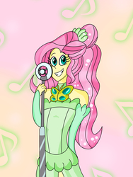 Size: 1944x2592 | Tagged: safe, artist:ajustice90, fluttershy, equestria girls, g4, my little pony equestria girls: better together, so much more to me, alternate hairstyle, clothes, dress, female, microphone, singing, solo