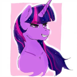Size: 894x894 | Tagged: safe, artist:captainloafnugget, twilight sparkle, pony, g4, bust, female, mare, simple background, smiling, solo