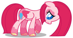 Size: 1511x795 | Tagged: safe, artist:loladreamteam, pinkie pie, pegasus, pony, g4, base used, colored hooves, colored pupils, female, g5 concept leak style, g5 concept leaks, pegasus pinkie pie, pinkamena diane pie, pinkie pie (g5 concept leak), race swap, sad, show accurate, solo