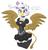 Size: 1200x1242 | Tagged: safe, artist:flutterthrash, gilda, griffon, anthro, g4, breasts, clothes, dialogue, female, fishnet clothing, fishnet stockings, gloves, maid, maid headdress, simple background, solo, spread wings, stockings, thigh highs, white background, wings