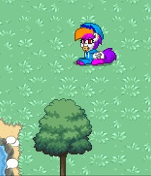 Size: 622x727 | Tagged: safe, oc, oc:lila love, pony, pony town, chill, cookie, food, lay on grass, ponytowngame