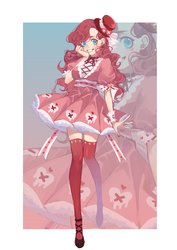 Size: 1448x2048 | Tagged: safe, artist:xieyanbbb, pinkie pie, human, g4, clothes, colored pupils, cute, diapinkes, dress, female, hat, humanized, socks, solo, thigh highs, zoom layer