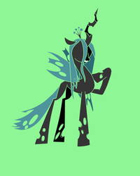 Size: 1920x2400 | Tagged: safe, artist:awesomedude14, derpibooru exclusive, queen chrysalis, changeling, changeling queen, g4, crown, female, happy, jewelry, mare, raised hoof, regalia, simple background, solo, tritone