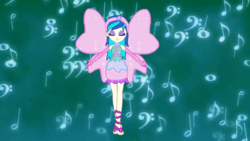 Size: 1280x720 | Tagged: safe, artist:abbybean, artist:gouhlsrule, dj pon-3, vinyl scratch, fairy, equestria girls, g4, barefoot, barely eqg related, base used, clothes, crossover, enchantix, fairy wings, fairyized, feet, female, gloves, rainbow s.r.l, solo, sparkly wings, transformation, winged humanization, wings, winx, winx club, winxified