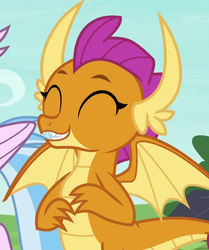 Size: 700x836 | Tagged: safe, screencap, silverstream, smolder, classical hippogriff, dragon, hippogriff, g4, non-compete clause, cropped, cute, dragoness, female, happy, smolderbetes, solo focus
