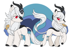 Size: 1200x800 | Tagged: safe, artist:perfectpinkwater, kirin, pony, corrin, crossover, duo, female, female corrin, fire emblem, fire emblem fates, kamui (fire emblem), kirin-ified, male, mare, nintendo, ponified, self ponidox, simple background, species swap, stallion, super smash bros.