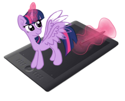Size: 800x650 | Tagged: artist needed, safe, twilight sparkle, alicorn, pony, g4, drawn into existence, female, pen, simple background, solo, tablet, transparent background, twilight sparkle (alicorn)