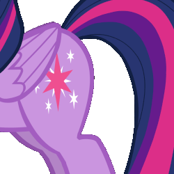 Size: 900x900 | Tagged: safe, artist:mrvector, derpibooru exclusive, starlight glimmer, twilight sparkle, alicorn, pony, unicorn, g4, animated, butt, butt touch, female, flank, gif, hoof on butt, hooves, mare, offscreen character, plot, simple background, solo focus, transparent background, twilight sparkle (alicorn), wat