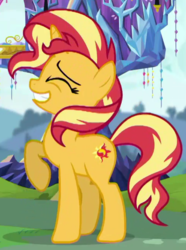 Size: 494x664 | Tagged: safe, screencap, sunset shimmer, pony, unicorn, equestria girls, equestria girls specials, g4, my little pony equestria girls: better together, my little pony equestria girls: spring breakdown, cropped, grin, smiling