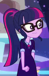 Size: 409x630 | Tagged: safe, screencap, sci-twi, twilight sparkle, equestria girls, g4, my little pony equestria girls: better together, twilight under the stars, clothes, cropped, dress, female, glasses, nervous, ponytail, sci-twi outfits, solo