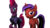 Size: 4096x2304 | Tagged: safe, artist:oc1024, fizzlepop berrytwist, tempest shadow, oc, oc:rose nucleus, pony, unicorn, g4, 3d, broken horn, duo, female, horn, mare, simple background, source filmmaker, transparent background