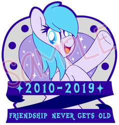 Size: 995x1047 | Tagged: safe, artist:pearlyiridescence, pegasus, pony, end of g4, end of ponies, female, horseshoes, mare, patch, patch design, smiling, underhoof