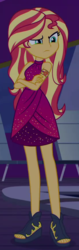 Size: 275x868 | Tagged: safe, screencap, sunset shimmer, equestria girls, equestria girls series, g4, my little pony equestria girls: spring breakdown, spoiler:eqg series (season 2), cropped, crossed arms, cruise concert outfit, cruise outfit, feet, female, geode of empathy, magical geodes, open-toed shoes, outfit catalog, sandals, sleeveless, solo, toes