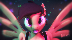 Size: 3840x2160 | Tagged: safe, artist:darkskye, oc, oc only, oc:darkskye, pegasus, anthro, 3d, acid, big eyes, chromatic aberration, drugs, ear piercing, female, high res, looking at you, lsd, mare, nexgen, party, piercing, psychedelic, rave, solo, source filmmaker, tongue out, trippy, wings