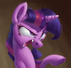 Size: 3545x3384 | Tagged: dead source, safe, artist:mindofor, artist:v747, twilight sparkle, pony, g4, bust, faic, female, glare, high res, mare, open mouth, raised hoof, redraw, signature, smiling, solo, watermark