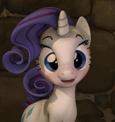 Size: 334x355 | Tagged: safe, artist:fishimira, edit, rarity, pony, unicorn, g4, 3d, cropped, cute, female, mare, open mouth, open smile, rarara, raribetes, smiling, solo, source filmmaker