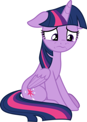 Size: 3000x4225 | Tagged: safe, artist:cloudy glow, artist:yanoda, twilight sparkle, alicorn, pony, g4, the beginning of the end, .ai available, female, floppy ears, frown, mare, sad, simple background, sitting, solo, transparent background, twilight sparkle (alicorn), vector, wavy mouth