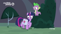 Size: 1920x1080 | Tagged: safe, screencap, spike, twilight sparkle, alicorn, dragon, pony, g4, the point of no return, saddle bag, twilight sparkle (alicorn), winged spike, wings