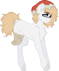 Size: 456x545 | Tagged: safe, artist:uglypartyhat, oc, oc only, oc:joseph, pony, amputee, bandage, christmas, hat, holiday, santa hat, scar, solo