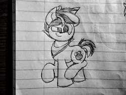 Size: 2560x1920 | Tagged: safe, artist:thebadbadger, oc, oc only, oc:hot pop, pony, lineart, lined paper, solo, traditional art