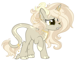 Size: 2892x2321 | Tagged: safe, artist:xxmelody-scribblexx, oc, oc only, hybrid, pony, unicorn, base used, cloven hooves, crack ship offspring, female, high res, horn, horn jewelry, interspecies offspring, jewelry, mare, necklace, offspring, parent:discord, parent:sweet biscuit, raised hoof, simple background, solo, transparent background, unshorn fetlocks
