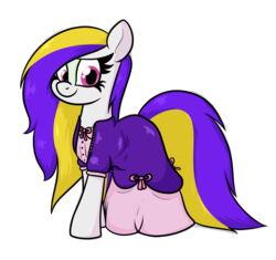 Size: 1191x1121 | Tagged: safe, artist:moonatik, oc, oc only, oc:daylily, earth pony, pony, bow, clothes, commission, dress, eyeshadow, female, makeup, mare, simple background, solo, transparent background