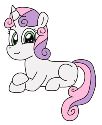 Size: 908x1111 | Tagged: safe, artist:supahdonarudo, sweetie belle, pony, g4, cute, diasweetes, happy, prone, simple background, transparent background