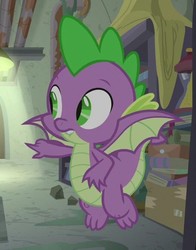 Size: 456x582 | Tagged: safe, screencap, spike, dragon, g4, the point of no return, claws, cropped, male, pointing, toes, winged spike, wings