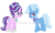 Size: 750x450 | Tagged: safe, artist:daydreamglimmeryt, artist:just-silvushka, starlight glimmer, trixie, pony, unicorn, g4, alternate hairstyle, eyelashes, female, glasses, hoof shoes, horn, lesbian, mare, ship:startrix, shipping, simple background, smiling, transparent background