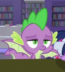Size: 363x402 | Tagged: safe, screencap, spike, twilight sparkle, alicorn, dragon, pony, g4, the point of no return, cropped, male, solo, twilight sparkle (alicorn), winged spike, wings