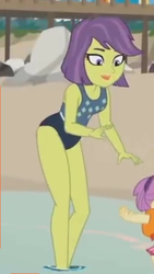 Size: 768x1366 | Tagged: safe, screencap, victoria, water lily (g4), equestria girls, g4, my little pony equestria girls: better together, turf war, background human, beach, clothes, cropped, female, swimsuit