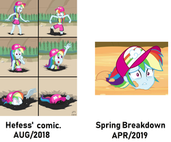 Size: 2664x2204 | Tagged: safe, artist:hefess, rainbow dash, derpibooru, equestria girls, equestria girls specials, g4, my little pony equestria girls: better together, my little pony equestria girls: spring breakdown, asphyxiation, bubble, clothes, comic, drowning, female, fetish, harsher in hindsight, high res, imminent death, jungle, juxtaposition, meta, quicksand, sinking, solo, swimsuit, tar, tar pit, tragic in hindsight, why