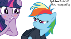 Size: 3000x1683 | Tagged: safe, artist:yourfavoritesenpai, rainbow dash, twilight sparkle, pony, g4, read it and weep, armenian, blushing, catsuit, clothes, female, lesbian, ship:twidash, shipping, simple background, sneaking suit, transparent background
