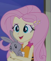 Size: 747x899 | Tagged: safe, screencap, fluttershy, rabbit, equestria girls, equestria girls specials, g4, my little pony equestria girls: better together, my little pony equestria girls: spring breakdown, animal, cropped, cute, female, geode of fauna, magical geodes, shyabetes