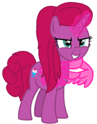 Size: 848x1080 | Tagged: safe, artist:徐詩珮, oc, oc only, oc:betty pop, pony, unicorn, g4, my little pony: the movie, artificial wings, augmented, base used, evil grin, female, glowing horn, grin, horn, magic, magic wings, magical lesbian spawn, mare, next generation, offspring, parent:glitter drops, parent:tempest shadow, parents:glittershadow, simple background, smiling, solo, transparent background, wings