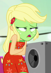 Size: 539x769 | Tagged: safe, screencap, applejack, equestria girls, equestria girls specials, g4, my little pony equestria girls: better together, my little pony equestria girls: spring breakdown, cropped, green face, nauseous, nauseous face, seasickness, sick, sleeveless