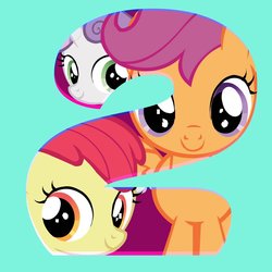 Size: 800x800 | Tagged: safe, artist:discoveryfamily, apple bloom, scootaloo, sweetie belle, pony, g4, official, season 9, 2, countdown, cutie mark crusaders, discovery family, hype, number, season 9 countdown