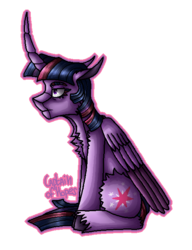 Size: 500x650 | Tagged: safe, artist:captainofhopes, twilight sparkle, alicorn, pony, g4, female, horn, long horn, mare, signature, simple background, sitting, solo, transparent background, twilight sparkle (alicorn)