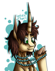 Size: 750x960 | Tagged: safe, artist:captainofhopes, oc, pony, unicorn, chest fluff, female, horn, jewelry, long horn, mare, signature, simple background, transparent background