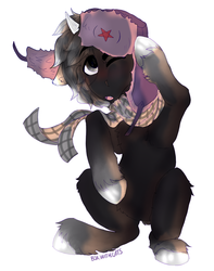 Size: 1764x2236 | Tagged: safe, artist:kotya, oc, pony, clothes, colored hooves, hat, horn, scarf