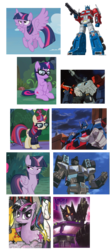 Size: 1200x2719 | Tagged: safe, artist:andypriceart, mean twilight sparkle, moondancer, sci-twi, twilight sparkle, alicorn, pony, unicorn, equestria girls, equestria girls series, g4, idw, season 5, season 8, spring breakdown, the mean 6, spoiler:eqg series (season 2), clone, comparison, cropped, crossed hooves, equestria girls ponified, evil counterpart, evil twilight, evil twilight (reverse world), female, flying, ginrai, glasses, god ginrai, mare, offscreen character, optimus prime, scourge, scourge (transformers), shattered glass, smiling, smirk, spread wings, transformers, transformers masterforce, transformers shattered glass, twilight sparkle (alicorn), ultra magnus, unicorn sci-twi, unicorn twilight, wings