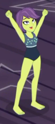 Size: 164x367 | Tagged: safe, screencap, victoria, equestria girls, equestria girls series, g4, spring breakdown, spoiler:eqg series (season 2), armpits, arms in the air, barefoot, cheering, clothes, cropped, feet, female, fist pump, one-piece swimsuit, open mouth, open smile, sleeveless, smiling, solo, swimsuit