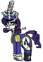 Size: 420x600 | Tagged: safe, artist:captainofhopes, rarity, pony, unicorn, g4, clothes, female, horn, long horn, marching band uniform, mare, signature, simple background, solo, transparent background