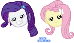 Size: 1430x831 | Tagged: safe, artist:anime-equestria, fluttershy, rarity, equestria girls, equestria girls series, g4, game stream, spoiler:eqg series (season 2), cute, duo, emoji, female, hairpin, head only, raribetes, shyabetes, simple background, smiling, transparent background, vector