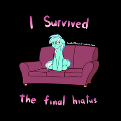 Size: 1200x1200 | Tagged: safe, artist:soulfulmirror, lyra heartstrings, pony, g4, bittersweet, black background, couch, end of ponies, female, hiatus, simple background, solo, teary eyes